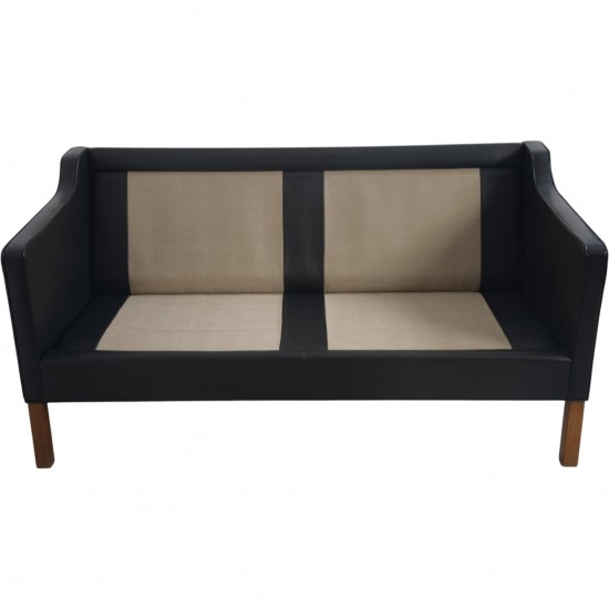 Børge Mogensen 2212 2.personers sofa i sort læder 1980'erne
