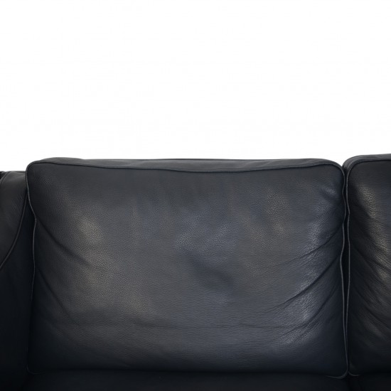 Børge Mogensen 2212 2.personers sofa i sort læder 1980'erne