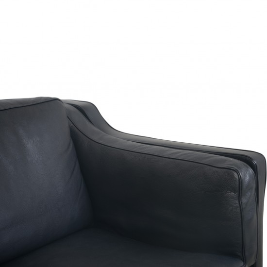 Børge Mogensen 2212 2.personers sofa i sort læder 1980'erne
