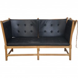 Børge Mogensen Tremmesofa i sort læder 1970'erne