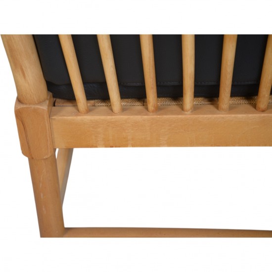 Børge Mogensen Tremmesofa i sort læder 1970'erne