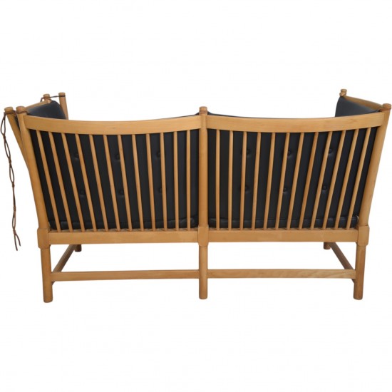 Børge Mogensen Tremmesofa i sort læder 1970'erne
