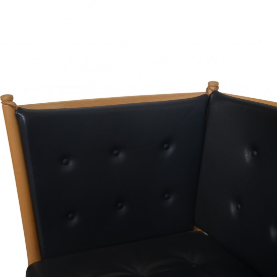Børge Mogensen Tremmesofa i sort læder 1970'erne