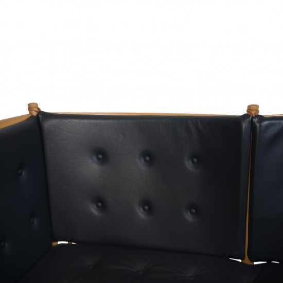 Børge Mogensen Tremmesofa i sort læder 1970'erne