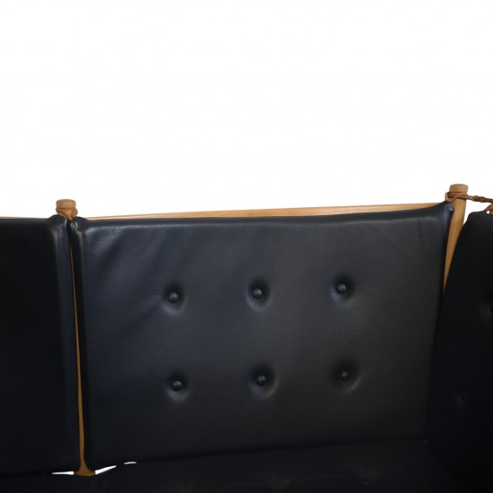Børge Mogensen Tremmesofa i sort læder 1970'erne