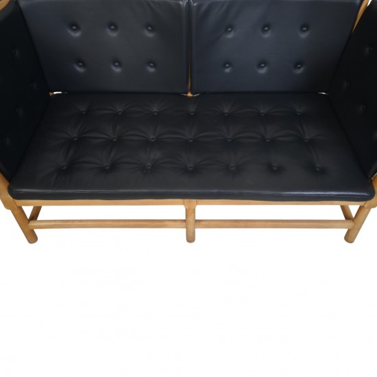 Børge Mogensen Tremmesofa i sort læder 1970'erne