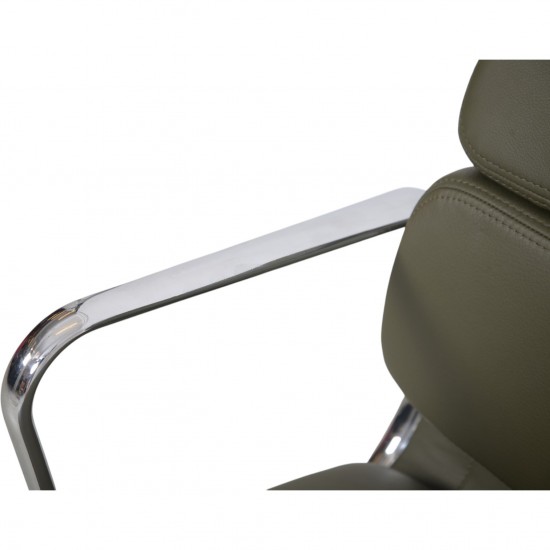 Charles Eames EA208 stol nybetrukket med grønt læder 2006