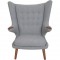 Hans Wegner Bamse stol betrukket med gråt Hallingdal 130 stof 1960'erne