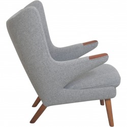 Hans Wegner Bamse stol betrukket med gråt Hallingdal 130 stof 1960'erne