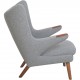 Hans Wegner Bamse stol betrukket med gråt Hallingdal 130 stof 1960'erne