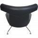 Hans Wegner Ox chair med skammel i sort læder 2001