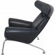 Hans Wegner Ox chair med skammel i sort læder 2001