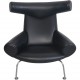 Hans Wegner Ox chair med skammel i sort læder 2001
