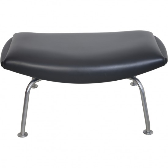Hans Wegner Ox chair med skammel i sort læder 2001