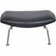 Hans Wegner Ox chair med skammel i sort læder 2001