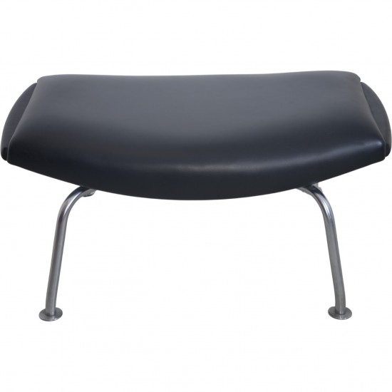 Hans Wegner Ox chair med skammel i sort læder 2001
