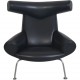 Hans Wegner Ox chair med skammel i sort læder 1990'erne