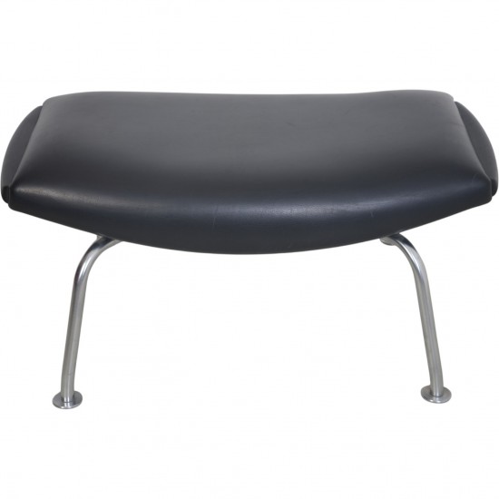 Hans Wegner Ox chair med skammel i sort læder 1990'erne