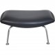 Hans Wegner Ox chair med skammel i sort læder 1990'erne