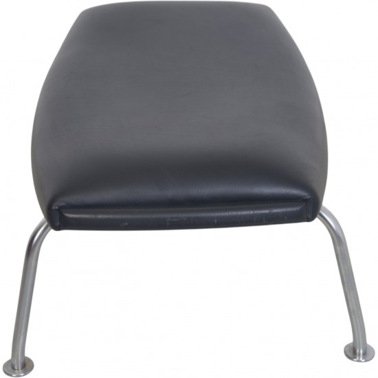 Hans Wegner Ox chair med skammel i sort læder 1990'erne