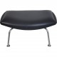 Hans Wegner Ox chair med skammel i sort læder 1990'erne