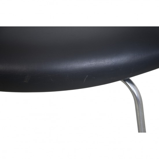 Hans Wegner Ox chair med skammel i sort læder 1990'erne