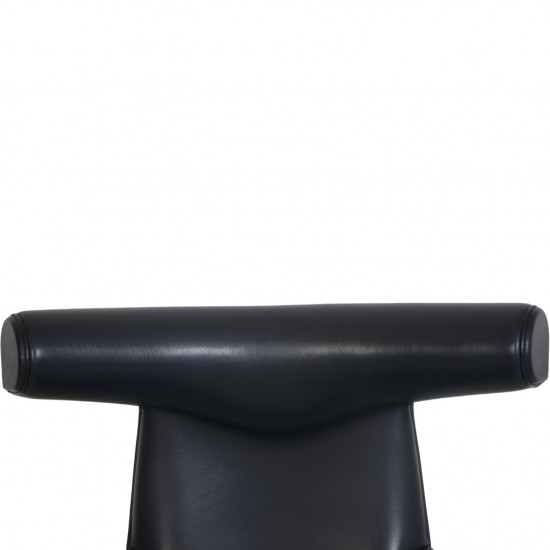 Hans Wegner Ox chair med skammel i sort læder 1990'erne