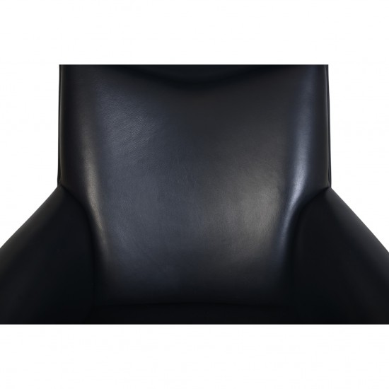 Hans Wegner Ox chair med skammel i sort læder 1990'erne