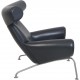 Hans Wegner Ox chair med skammel i sort læder 1990'erne