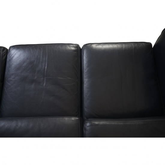 Le Corbusier LC2 3-personers sofa i sort læder 2000'erne