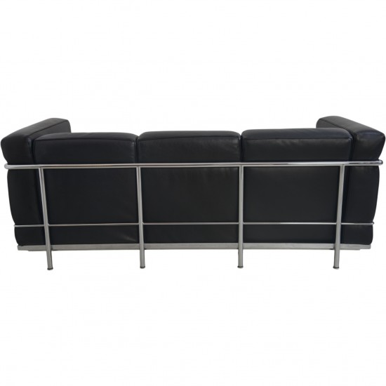Le Corbusier LC2 3-personers sofa i sort læder 2000'erne