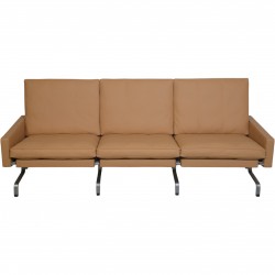 Poul Kjærholm PK31 3-personers sofa nybetrukket med nevada sand anilin læder 1970'erne