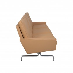 Poul Kjærholm PK31 3-personers sofa nybetrukket med nevada sand anilin læder 1970'erne
