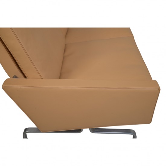 Poul Kjærholm PK31 3-personers sofa nybetrukket med nevada sand anilin læder 1970'erne