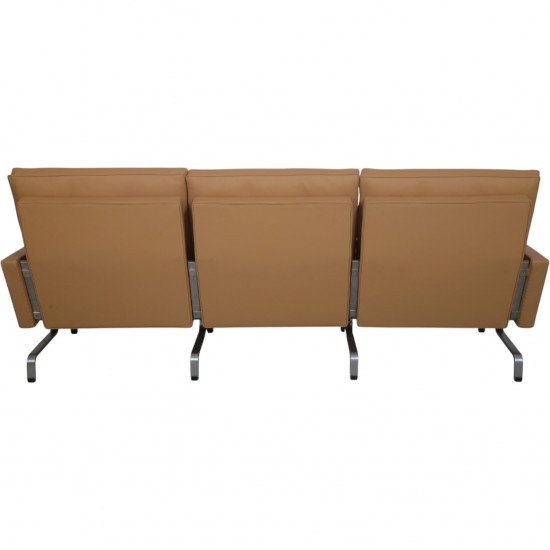 Poul Kjærholm PK31 3-personers sofa nybetrukket med nevada sand anilin læder 1970'erne