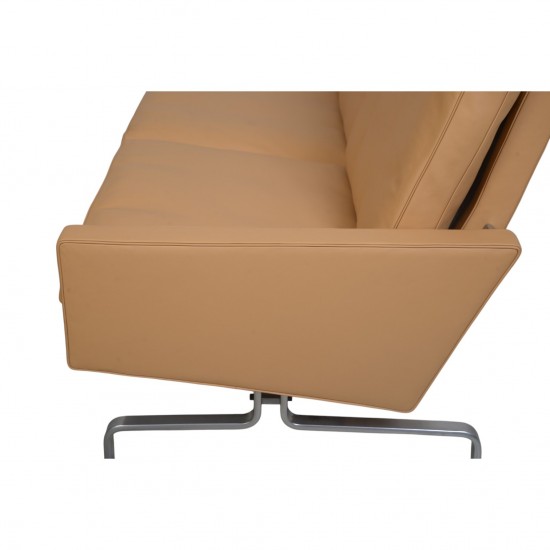 Poul Kjærholm PK31 3-personers sofa nybetrukket med nevada sand anilin læder 1970'erne