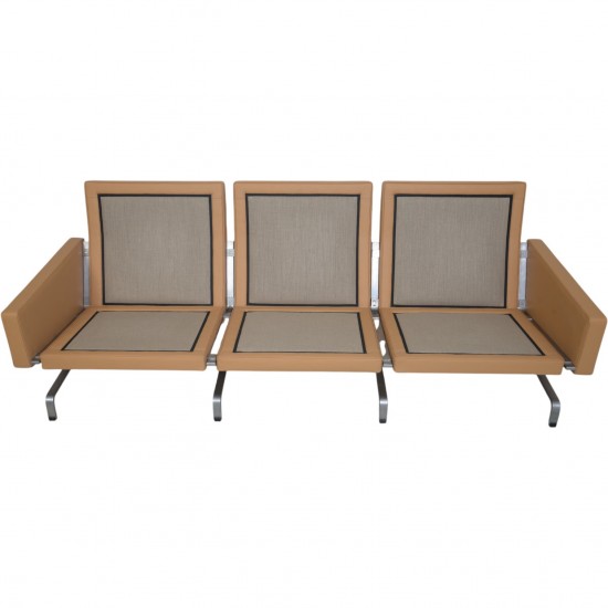 Poul Kjærholm PK31 3-personers sofa nybetrukket med nevada sand anilin læder 1970'erne