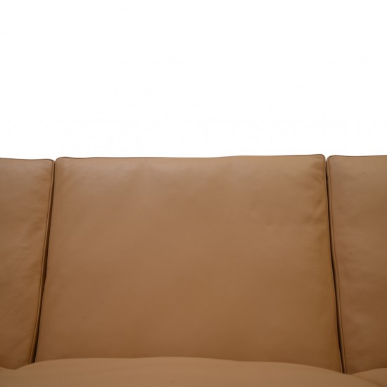Poul Kjærholm PK31 3-personers sofa nybetrukket med nevada sand anilin læder 1970'erne
