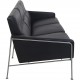 Arne Jacobsen 3303 3.personers lufthavnssofa i sort læder 1987