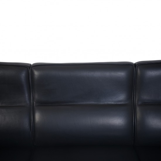 Arne Jacobsen 3303 3.personers lufthavnssofa i sort læder 1987