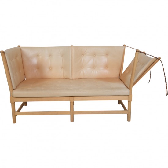 Børge Mogensen Spoke-back sofa in natural leather 1983