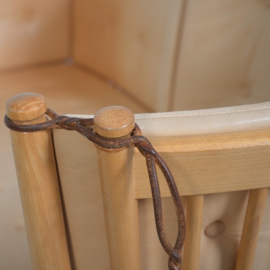 Børge Mogensen Spoke-back sofa in natural leather 1983