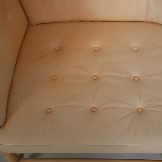 Børge Mogensen Spoke-back sofa in natural leather 1983