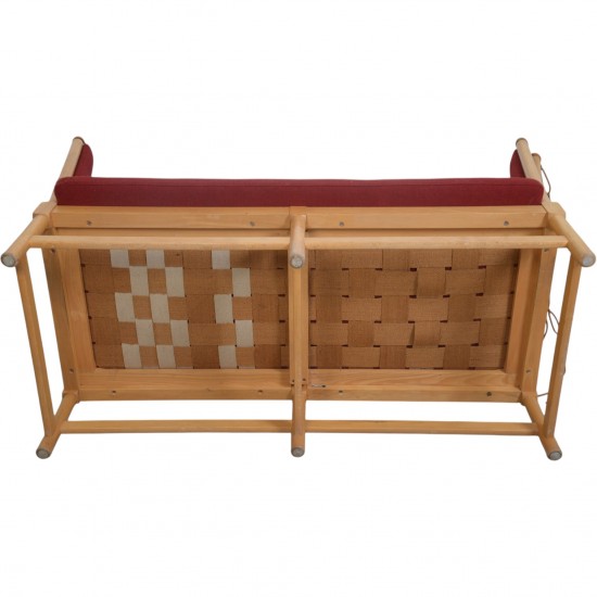 Børge Mogensen Spoke-back sofa in red fabric 1973