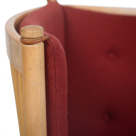 Børge Mogensen Spoke-back sofa in red fabric 1973