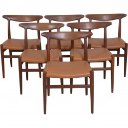 Sæt af 6 Hans Wegner W2 stole i teak 1960'erne