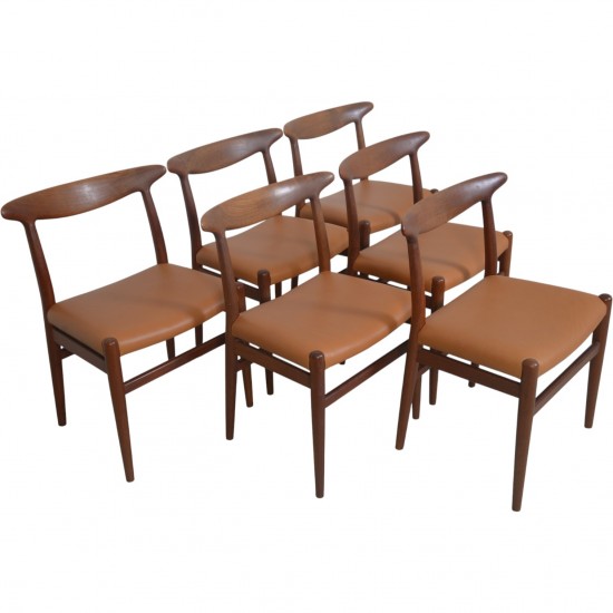 Sæt af 6 Hans Wegner W2 stole i teak 1960'erne