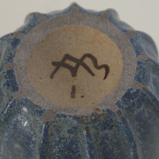 Arne Bang blue vase model 1 height: 14 Cm