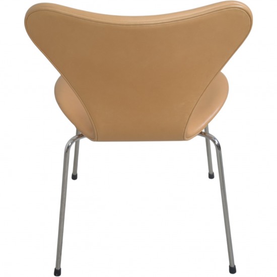 Sæt af 8 Arne Jacobsen Syver stole i lys anilin læder 2000'erne