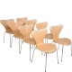 Sæt af 8 Arne Jacobsen Syver stole i lys anilin læder 2000'erne